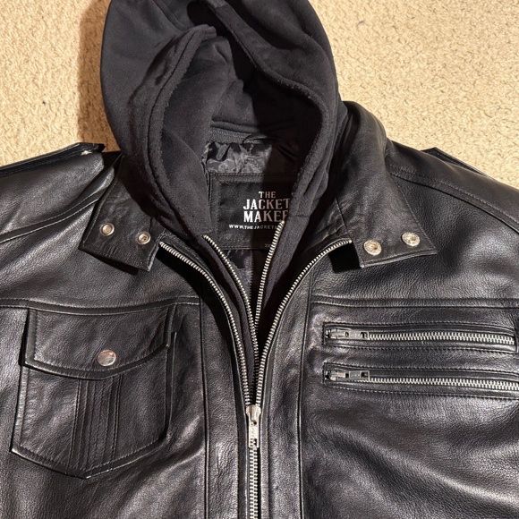 Men's Hooded Leather Jacket | The Jacket Maker | Bravado | XXL - Picture 11 of 12